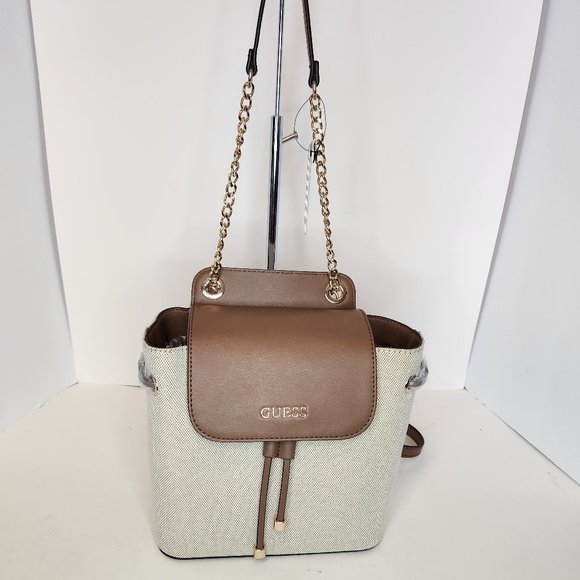 GUESS Tatiana Brown Backpack Shoulder Bag- NWT - Picture 4 of 12